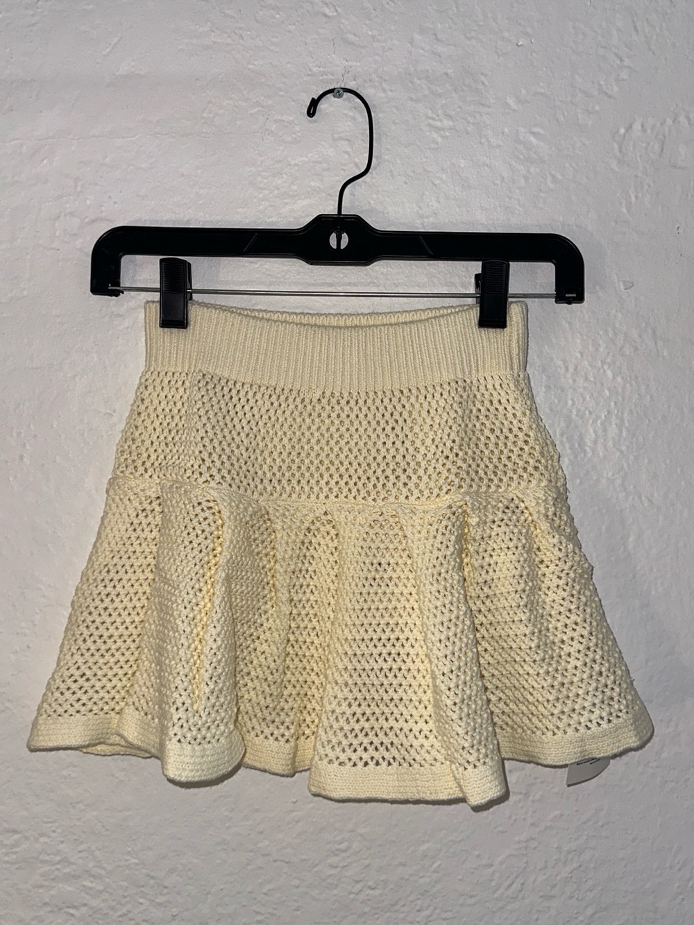 MY MOM MADE IT |Crochet Pleat Mini Skirt - Cream